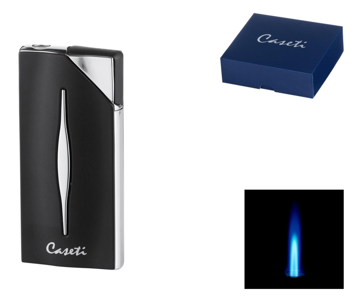 Artikelbild 1 des Artikels “Caseti Paris Feuerzeug Jetflamme schrarz matt chrom “