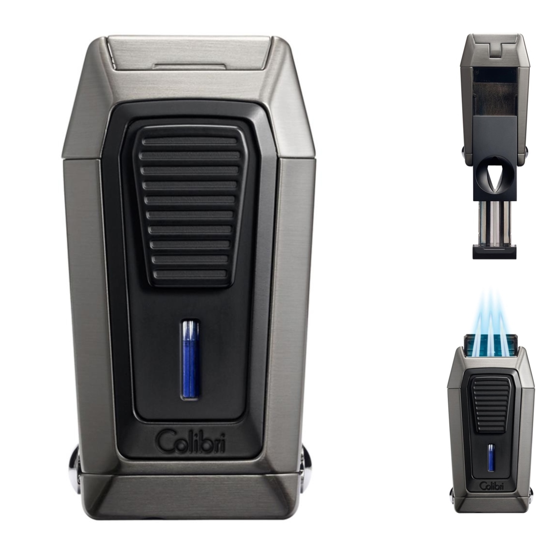 Artikelbild 1 des Artikels “COLIBRI Cigarrenfeuerzeug Quantum * gun-schwarz 3er-Jet-Flamme Zigarrencutter Kerbschnitt “