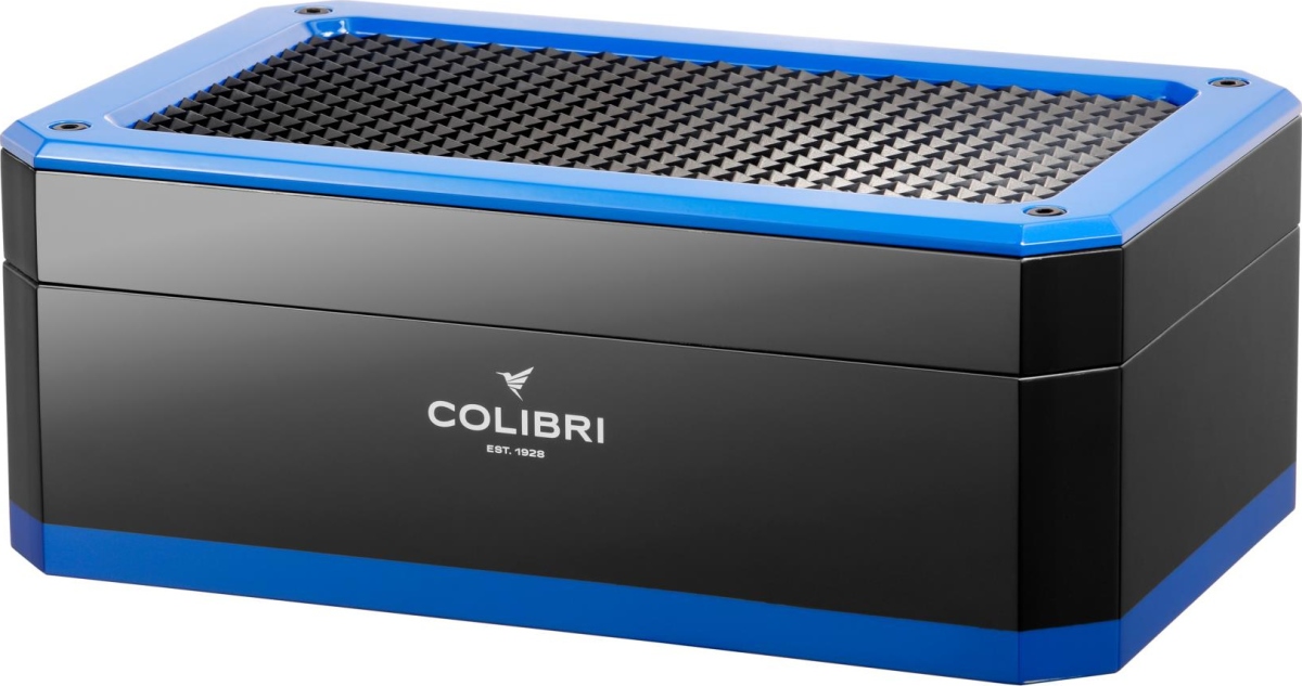 Artikelbild 1 des Artikels “Colibri Rally Humidor * schwarz/blau Digitalhygrometer für 125 Zigarren “