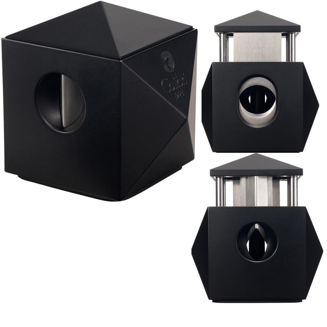 Artikelbild 1 des Artikels “COLIBRI Tisch-Cigarrenabschneider Quasar schwarz Kerbschnittund gerader Schnitt “