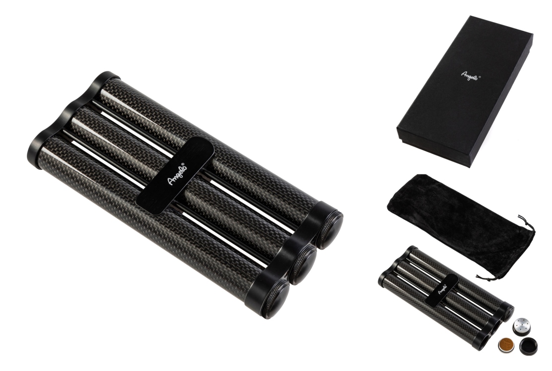 Artikelbild 1 des Artikels “Angelo Zigarrenetui Carbon 3er mit Befeuchter “