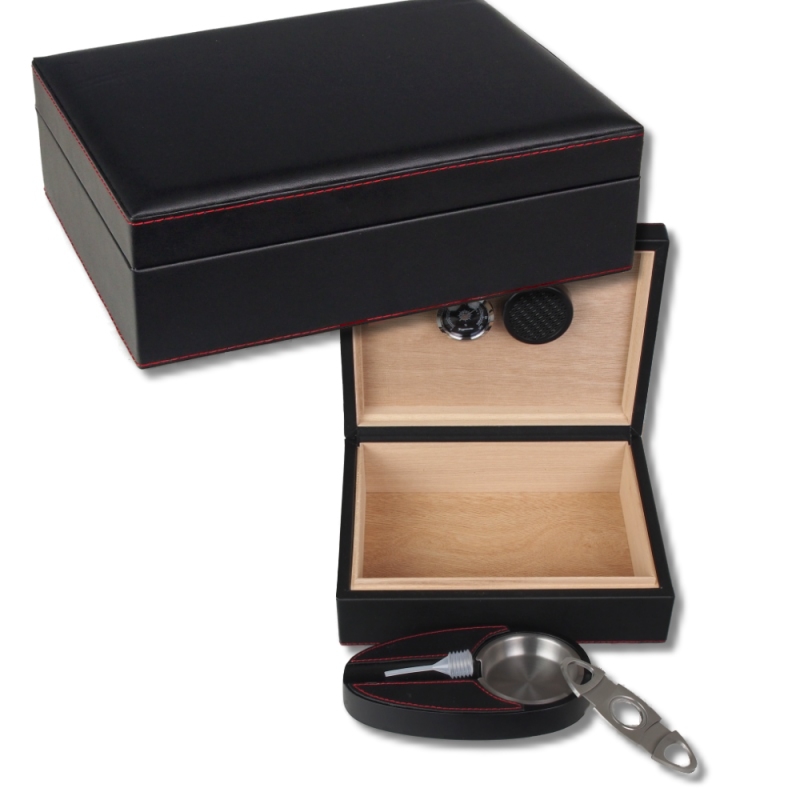 Artikelbild 1 des Artikels “Black Finish Humidor-Set rote Steppung V-200 “