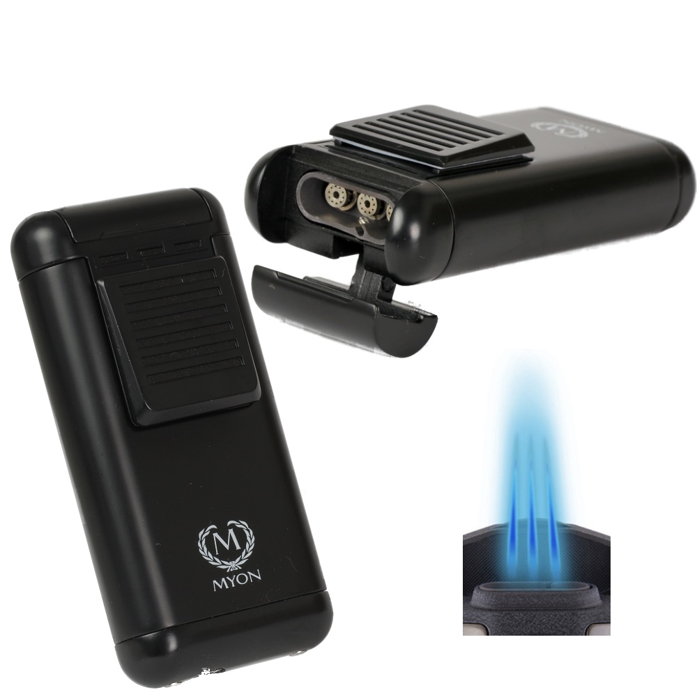 Artikelbild 1 des Artikels “Myon-Paris Zigarrenfeuerzeug Racing Edition 3fach Jet black “