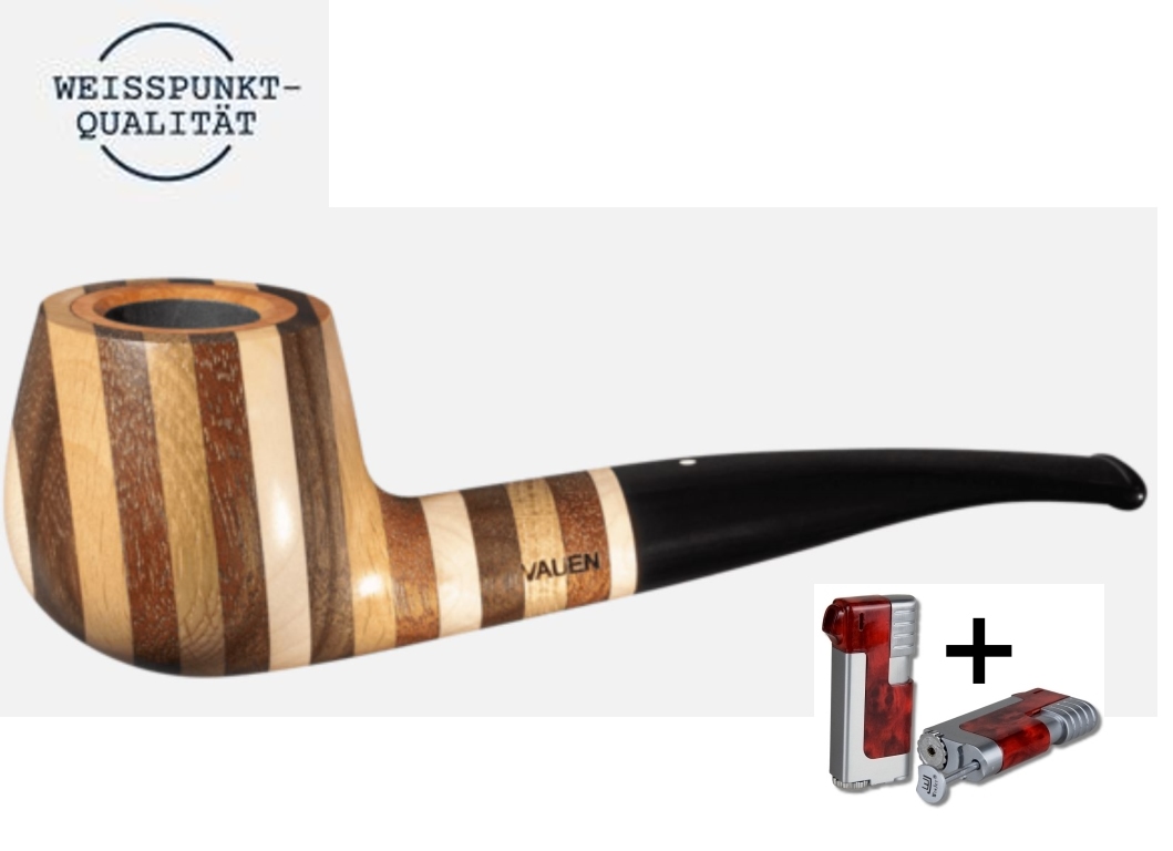 Artikelbild 1 des Artikels “Vauen Pfeife Hawaii 340 Weißpunktedition + Necuma Pfeifenfeuerzeug “