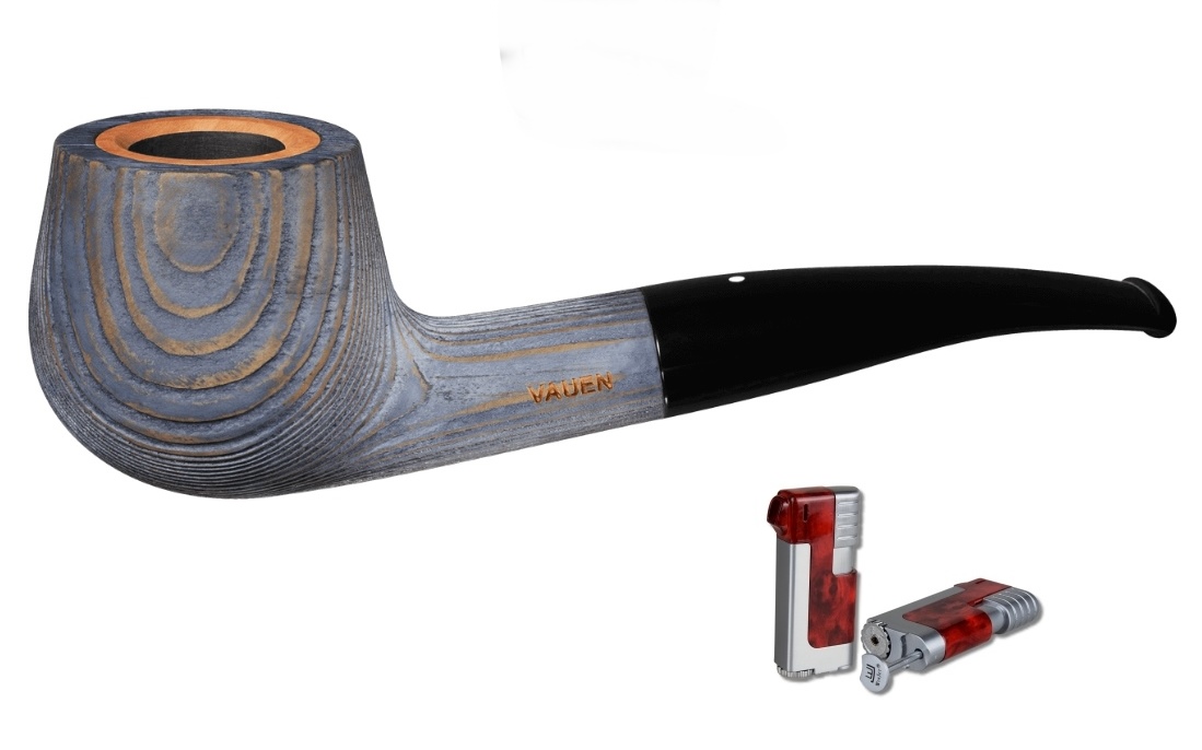 Artikelbild 1 des Artikels “Vauen Pfeife Patina 240 sandgestrahlt Weißpunktedition + Necuma Pfeifenfeuerzeug “