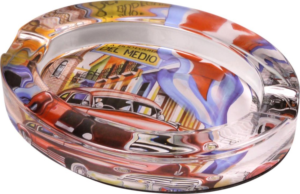 Artikelbild 1 des Artikels “Cigarrenascher Kristallglas oval mit Cuba Design Auto “