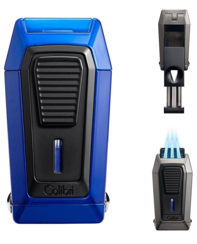 Artikelbild des Artikels “* COLIBRI Cigarrenfeuerzeug Quantum blau 3er-Jet-Flamme Zigarrencutter Kerbschnitt “