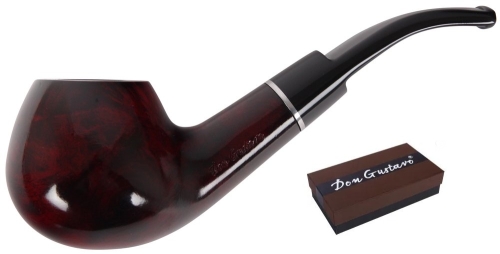 Artikelbild des Artikels “Pfeife DON GUSTAVO C gebogen rot-schwarz Chromring Bruyèreholz “