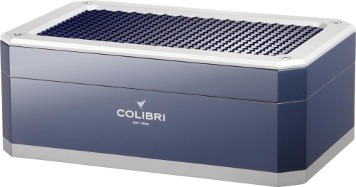 Artikelbild des Artikels “Colibri Rally Humidor * blau/silber Digitalhygrometer für 125 Zigarren “