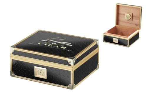 Artikelbild des Artikels “Angelo Humidor schwarz mit goldfarbenen Metallrahmen “