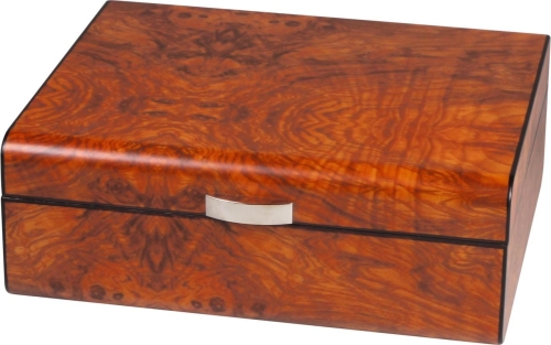 Artikelbild des Artikels “Humidor Wurzelholzdekor Ulme matt Polymeerbefeuchter für 30 Zigarren “