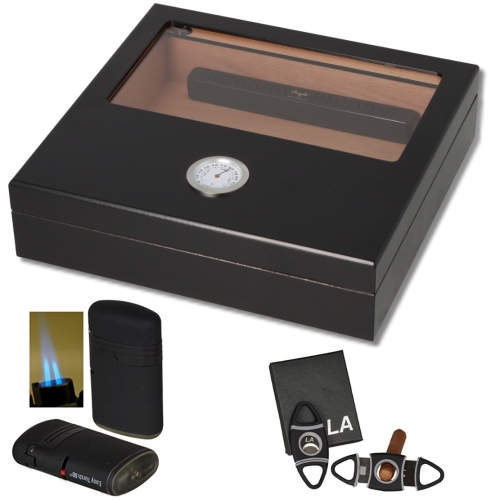 Artikelbild des Artikels “Humidor - Geschenkset Sichtfenster Polymerbefeuchter, Cutter, Feuerzeug “