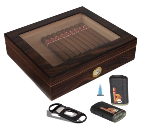Artikelbild des Artikels “Humidorset Wood-Editon Sichtfenster Polymerbefeuchter “