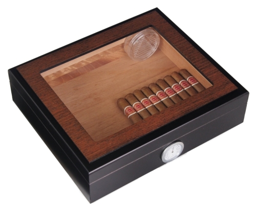 Artikelbild des Artikels “Kristallglas Humidor Black-Wood Polymerbefeuchter “