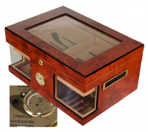 Artikelbild des Artikels “LA Wonderful Kristallglas Humidor mit deutschem Profi-Haarhygrometer Polymerbefeuchter “