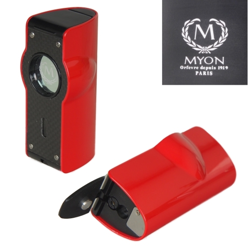 Artikelbild des Artikels “Myon Paris Zigarrenfeuerzeug Tischfeuerzeug 4-Jetflamm Sensor Bohrer Racing Edition Red “