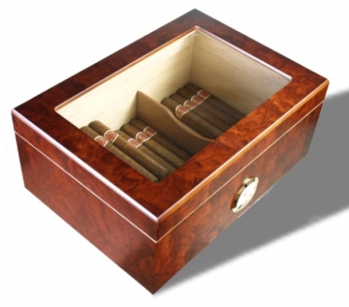 Artikelbild des Artikels “Sichtfenster Nussbaum-Finish Humidor V-670 Inkl. Polymerbefeuchter “