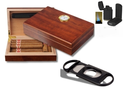 Artikelbild des Artikels “Humidor - Geschenkset Polymerbefeuchter, Cutter, Feuerzeug “