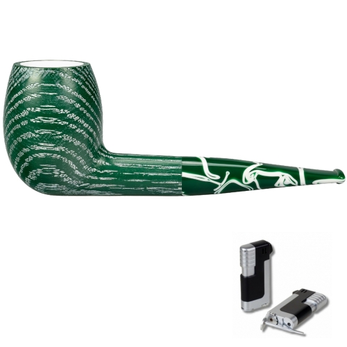 Artikelbild des Artikels “Vauen Pfeife * Lime colored 710 G Weißpunktedition + Necuma Pfeifenfeuerzeug “