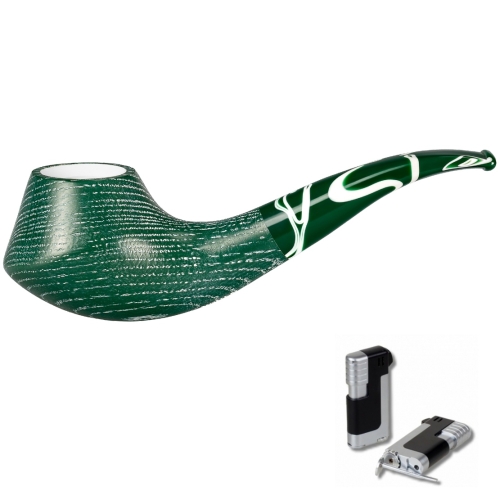 Artikelbild des Artikels “Vauen Pfeife * Lime colored 785 G Weißpunktedition + Necuma Pfeifenfeuerzeug “
