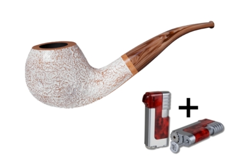 Artikelbild des Artikels “Vauen Pfeife Fuji sand weiss 4242 + Necuma Pfeifenfeuerzeug “