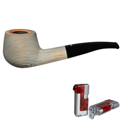Artikelbild des Artikels “Vauen Pfeife Patina 340 sandgestrahlt Weißpunktedition + Necuma Pfeifenfeuerzeug “