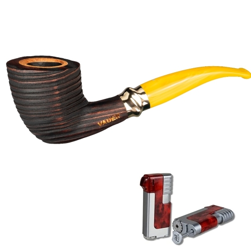 Artikelbild des Artikels “Vauen Pfeife * Siena 530 Weißpunktedition + Necuma Pfeifenfeuerzeug “