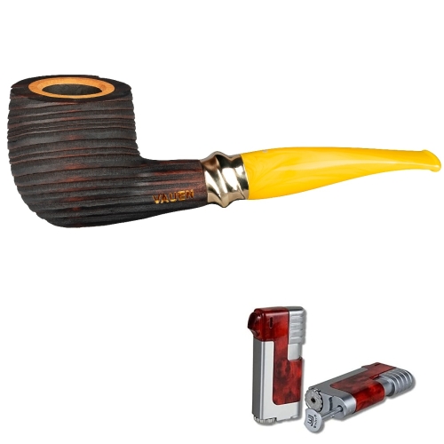 Artikelbild des Artikels “Vauen Pfeife * Siena 533 Weißpunktedition + Necuma Pfeifenfeuerzeug “
