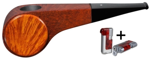 Artikelbild des Artikels “Vauen Pfeife Whistle Weißpunktedition glatt dunkel + Winjet Pfeifenfeuerzeug “
