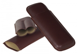 Artikelbild des Artikels “Zigarrenetui Leder Teleskop braun 2er Robusto oder Churchill “