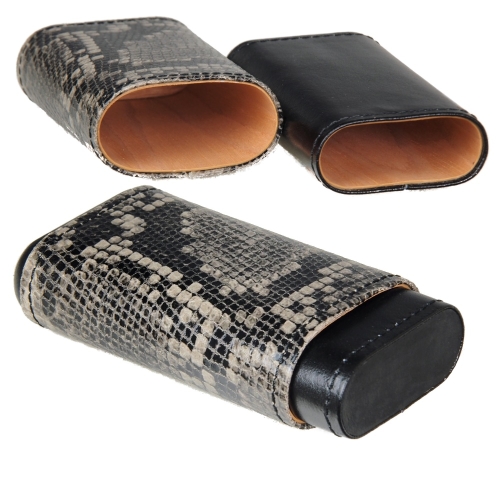 Artikelbild des Artikels “Zigarrenetui Reisehumidor Leder 3er Robusto black phyton “