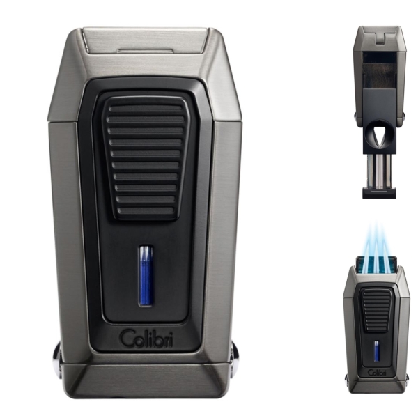 Artikelbild 1 des Artikels “COLIBRI Cigarrenfeuerzeug Quantum * gun-schwarz 3er-Jet-Flamme Zigarrencutter Kerbschnitt “