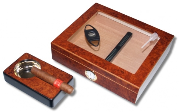 Artikelbild 1 des Artikels “Kristallglas Wurzelholz Finish Humidor-Set V-240 “