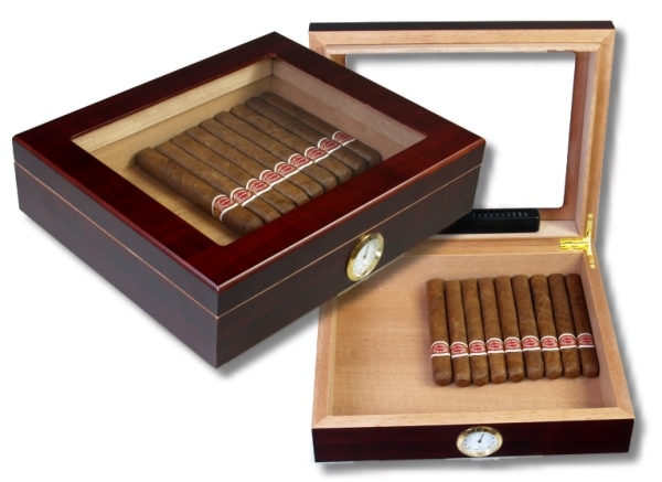 Artikelbild 1 des Artikels “Teakwood Finish Humidor Kristallglas V-240 Polymerbefeuchter “