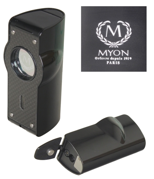 Artikelbild 1 des Artikels “Myon Paris Zigarrenfeuerzeug Tischfeuerzeug 4-Jetflamm Sensor Bohrer Racing Edition black “