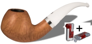 Artikelbild 1 des Artikels “Vauen Pfeife Natura Weißpunktedition kittfrei NA 115 + Winjet Pfeifenfeuerzeug “