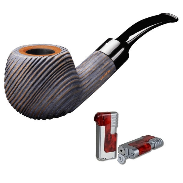 Artikelbild 1 des Artikels “Vauen Pfeife Patina 237 sandgestrahlt Weißpunktedition + Necuma Pfeifenfeuerzeug “