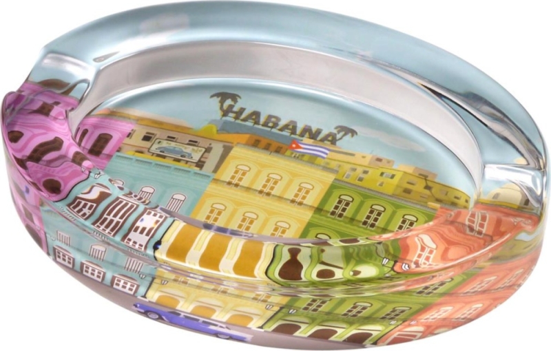 Artikelbild 1 des Artikels “Cigarrenascher Kristallglas oval mit Cuba Design Habana “