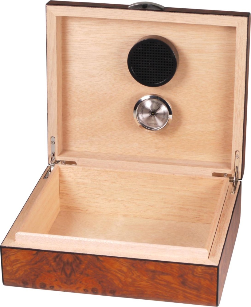 Artikelbild 2 des Artikels “Humidor Wurzelholzdekor Ulme matt Polymeerbefeuchter für 30 Zigarren “