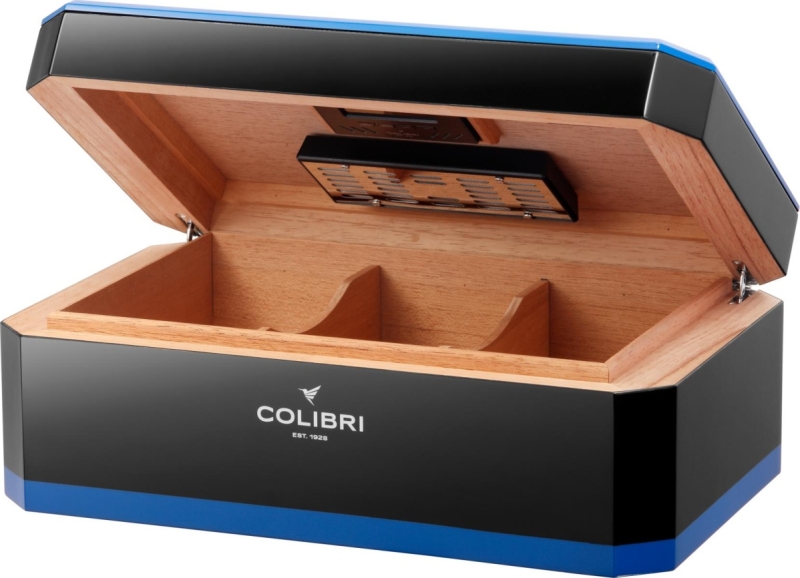 Artikelbild 2 des Artikels “Colibri Rally Humidor * schwarz/blau Digitalhygrometer für 125 Zigarren “