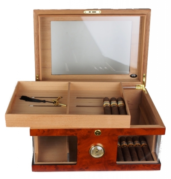 Artikelbild 2 des Artikels “LA Wonderful Kristallglas Humidor mit deutschem Profi-Haarhygrometer Polymerbefeuchter “