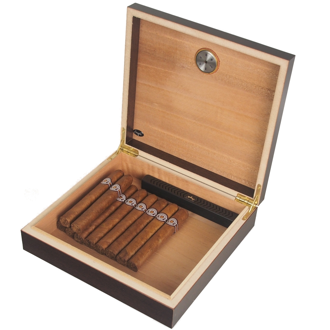 Artikelbild 3 des Artikels “Humidor - Geschenkset Roosewood-Finish Außenhygrometer  Polymerbefeuchter, Cutter, Feuerzeug “