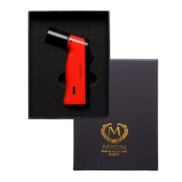 Artikelbild 3 des Artikels “Myon Paris Premium Zigarrenfeuerzeug 4-Jetflame Zigarrenbohrer Lack rot “