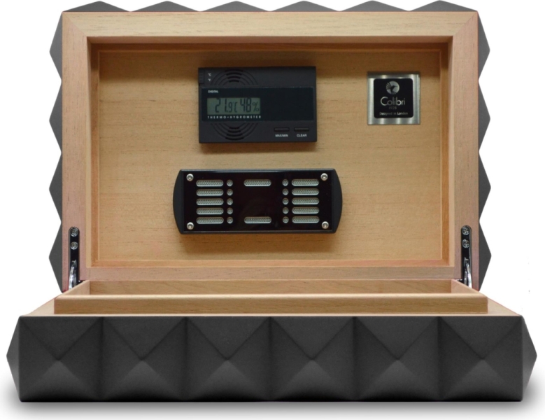 Artikelbild 3 des Artikels “Colibri Quasar Humidor black mit selbstregulierenden Befeuchtungssystem und Digitalhygrometer “